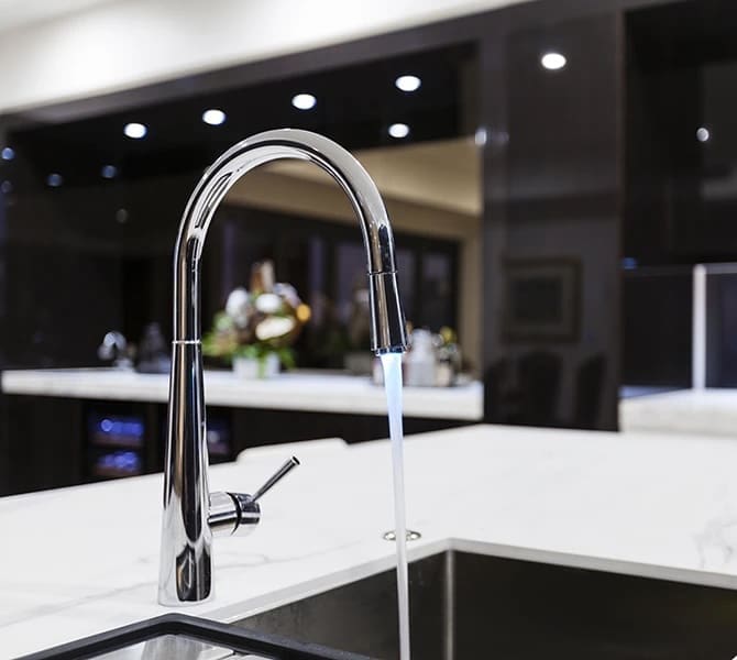 Modern kitchen faucet with LED light